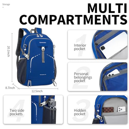 35L Lightweight Packable Backpack – Durable Foldable Daypack for Travel, Hiking, and Gym (Blue) - color: 35l-blue
