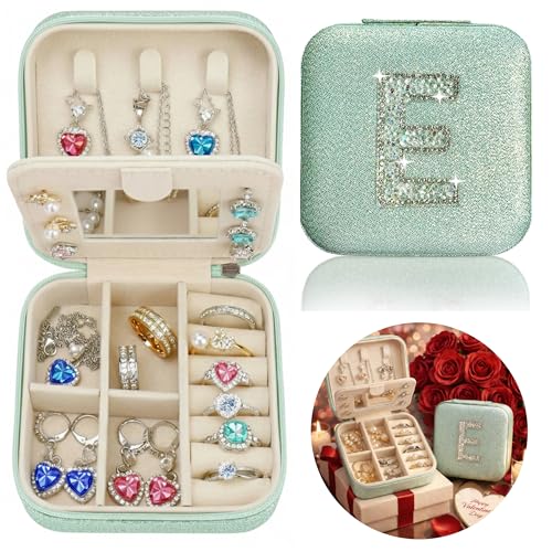 Mothers Day Gift Travel Jewelry Case for Women, Large Jewelry Organizer with Straps, Secure Storage, Better Organization, Gift for Bridesmaid, Daughter, Granddaughter - color: Green E
