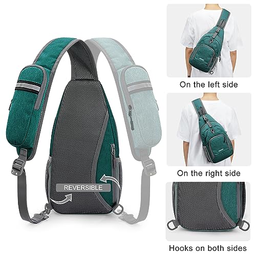 G4Free RFID Sling Bag Crossbody Backpack Small Chest Shoulder Bag Hiking Outdoor - color: Green