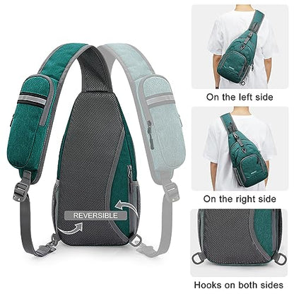 G4Free RFID Sling Bag Crossbody Backpack Small Chest Shoulder Bag Hiking Outdoor - color: Green
