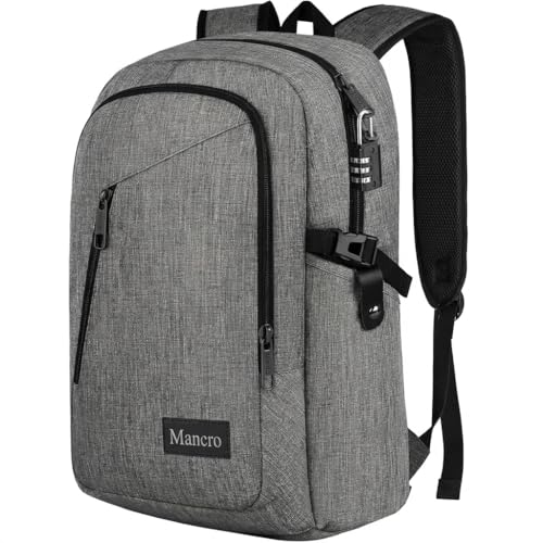 Mancro 17.3 Inch Business Laptop Backpack Large Travel Backpack Lightweight Anti-Theft Laptop Backpack for Men & Women - color: Grey, size: 17.3 inch