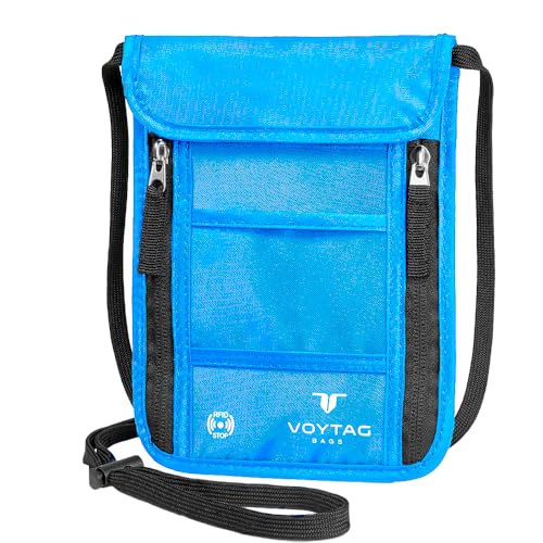 Ultra-Slim Comfort Neck Wallet & Passport Holder - RFID-Protected, Stylish Travel Pouch for Men & Women (Blue) - color: Blue (Neck Wallet)