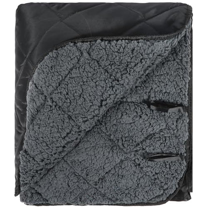 REDCAMP Large Camping Blanket with Sherpa Lining, Cold Weather Warm Outdoor Blanket Windproof for Camping Stadium, Machine Washable 59"x 71" Black - color: 59"x 71" Black