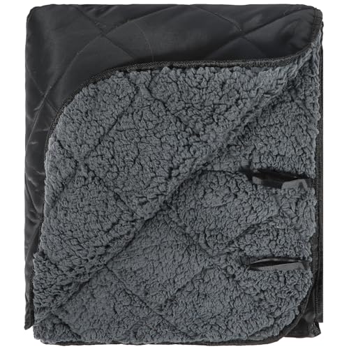 REDCAMP Large Camping Blanket with Sherpa Lining, Cold Weather Warm Outdoor Blanket Windproof for Camping Stadium, Machine Washable 59"x 71" Black - color: 59"x 71" Black