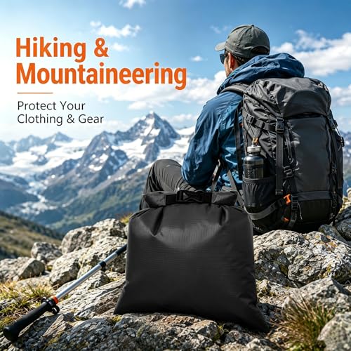 TRENDBOX Roll Top Waterproof Dry bag Kit Storage Compression Bag Sack Poch Packing Organizers Water Resistant Camping Travel - color: Set of 5 - Black