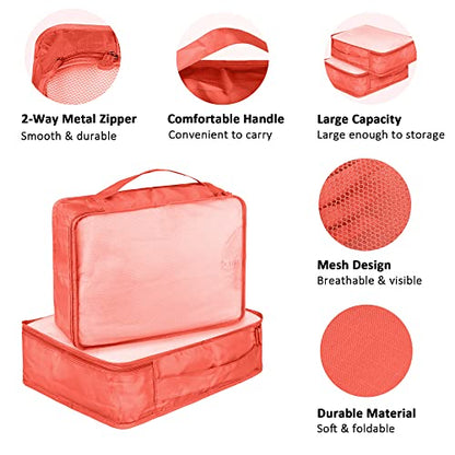 Packing Cubes Set, 2 Pcs Packing Organizers Set for Suitcases (Watermelon red) - color: Watermelon red