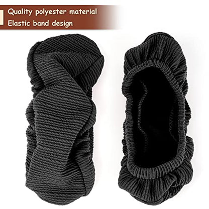 Trycooling 2 Pcs Polyester Removable Machine Washable Office Chair Armrest Slipcovers Covers (Length-30cm) (Black)