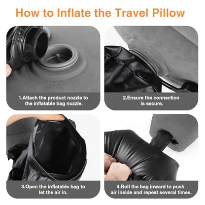 Maliton Inflatable Foot Rest Pillow for Travel,Kids Airplane Bed,Adjustable 3 Layers Height Leg Pillow of Air Travel Essentials,Car, Office, Home - Fast Inflation (Dark Grey) - color: Dark Grey