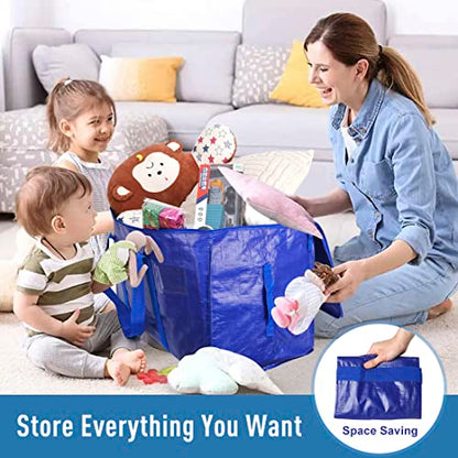 Extra Large Moving Bags Heavy Duty Totes for Storage Packing, Space Saving, Traveling, with Zippers & Strong Carrying Handles (Set of 8) - color: 8-package-Blue