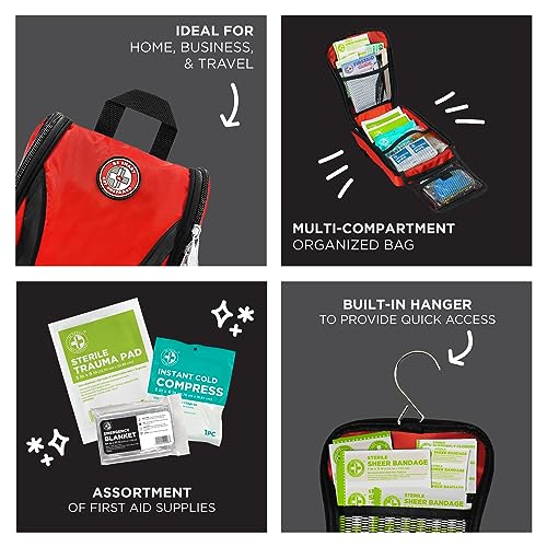 Be Smart Get Prepared's 330 Piece First Aid Kit: Clean, Treat, Protect Minor Cuts, Scrapes. Home, Office, Car, School, Business, Travel, Emergency, Survival, Hunting, Outdoor, Camping & Sports - size: 330 Piece Set