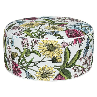 Inflatable Outdoor Ottoman,20"x9" Portable Patio Pouf,Water Resistant,Fade-Resistant,Round Blow Up Footrest Stools for Home Garden Camping Travel(Butterfly Flower) - color: Butterfly Flower