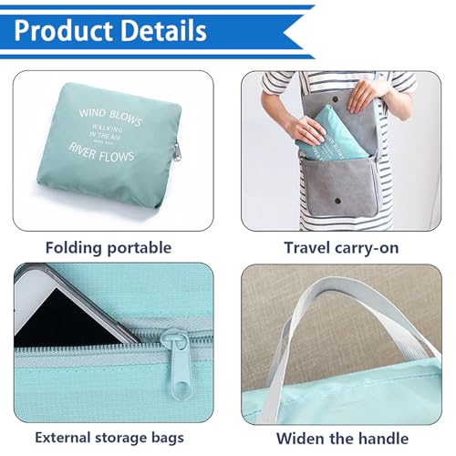 Travel Bag 12 Packes Carry on Luggage Foldable Duffel Bag Sports Gym Bag Weekender Overnight Bag Water Resistant Nylon Travel Duffel for Men Women (Green 12PCS) - color: Green 12