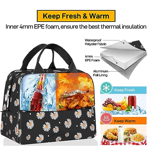 HOMESPON Insulated Lunch Bag for Women Men Lunch Box Cooler Lunch Tote for Work Picnic (Daisy) - color: Daisy