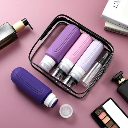 Mrsdry 16 Pack Travel Bottles for Toiletries, Oversize 6oz Silicone Travel Containers, Leak Proof Refillable Liquid Shampoo And Conditioner Travel Essentials - color: Purple