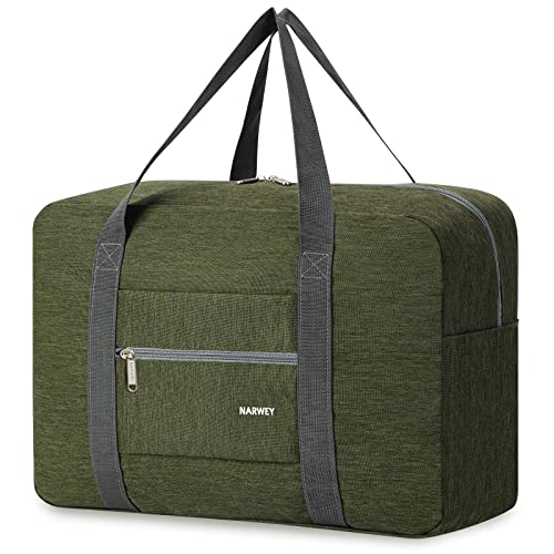For Spirit Airlines Personal Item Bag Foldable Travel Duffel Bag Tote Carry on Luggage Duffle Overnight for Women and Men - color: 1112-Thick Series Army Green