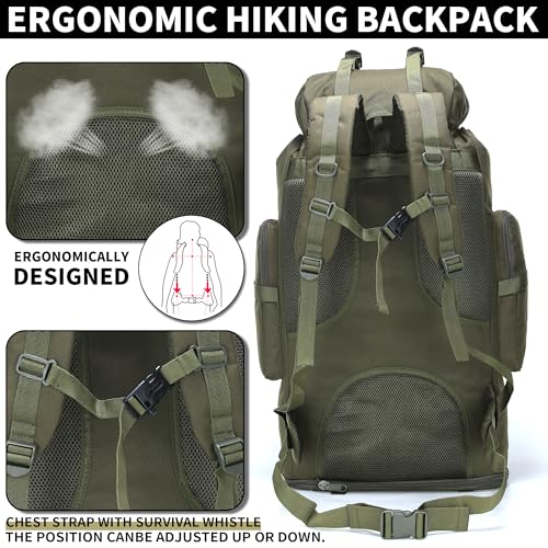 Hiking Backpack for Men 70L/100L Camping Backpack Military Rucksack Molle 3 Days Assault Pack for Climbing | Camping Backpack - color: 100l-olivegreen