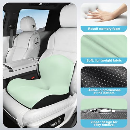 Seat Cushion, Office Chair Cushion, L-Shaped Ergonomic Car Seat Cushions, Memory Foam Chair Cushion, Lumbar Support Pillow for Wheelchair, Car, Home, Office, Desk, Green - color: Green