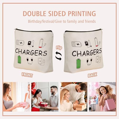 Charger Makeup Bag: Charging Cord Electronics Accessories Themed Cosmetic & Toiletry Organizer Pouch For Teen Girls & Women.Ideal Gift For Travel, Birthdays, & Christmas. - style: Chargers