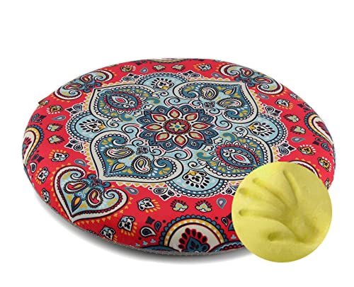 Sigmat Memory Foam Seat Cushion Anti-Slip Soft Round Stool Cushion Chair Pad 13 Inch Floral - color: Floral, size: 13 Inch