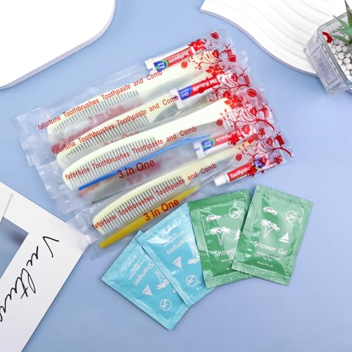 Bulk Hygiene Kits for Homeless,Disposable Toothbrushes with Toothpaste and Comb for Homeless Individually Wrapped，Basic Toiletry Kits Travel Size Shampoo And Body Wash For Hotel,Air Bnb Charity (200) - size: 1 Count (Pack of 200)