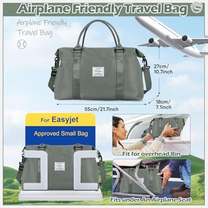 Small Gym Duffel Bag, Travel Weekender Bags for Women, Overnight Gym Carry On Tote Bag with Wet Pocket, Hospital Mom Bag for Labor and Delivery - Green - color: X-Green