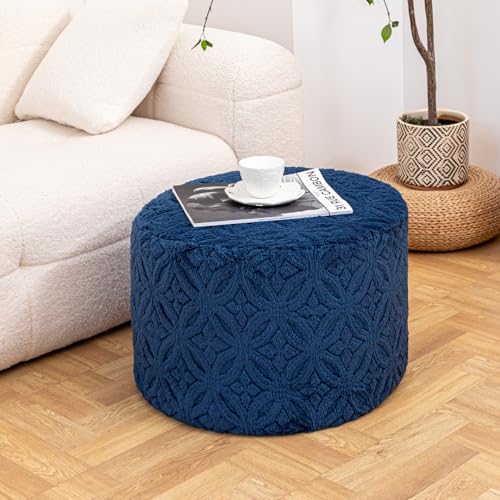 Plush Multi-Functional Ottoman Pouf – Ergonomic Ottoman Foot Rest with Space-Saving Design, Perfect Under Desks, Couches & Sofas (Navy Blue) - color: Navy Blue