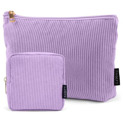 MAGEFY Makeup Bag Small Cosmetic Bag for Women - color: Purple-2pcs-Small+Large