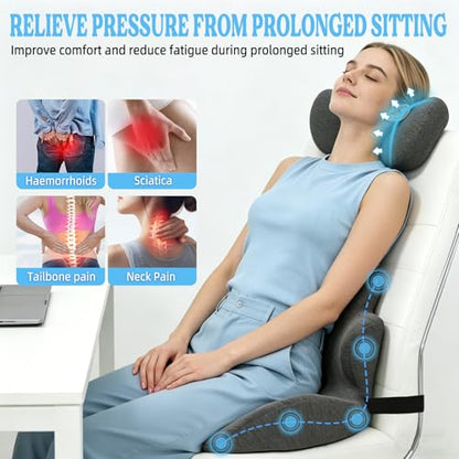 3-in-1 Memory Foam Seat Cushion & Headrest Pillow with Lumbar Support L-Shaped Ergonomic Driver Seat Cushions Design for Sciatica and Tailbone Pain Relief Comfort for Car,Truck,Chair - size: 18.3''x15.35''x12.4''