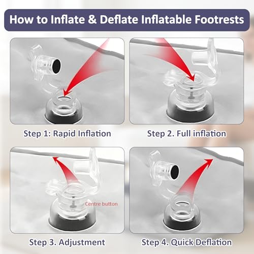 Inflatable Foot Rest Pillow - Air Footrest Cushion for Travel, Office & Home, Perfect Airplane & Car Seat Accessory