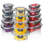 Razab 30 PC Glass Food Storage Containers with Lids - Reusable Glass Meal Prep Containers for Lunch and Leftovers - Airtight & Leakproof Snap Locking Lids - Oven, Freezer, Microwave & Dishwasher Safe - color: Gray