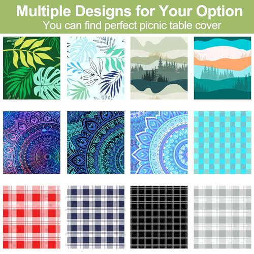 Picnic Table Cover with Bench Covers 6FT 3 Pcs Waterproof Windproof Aesthetic Camping Tablecloth with Drawstring Bag, Fitted for 6 Foot Rectangle Tables and Seats, 72 inch, Light Blue Purple - color: Light Blue Purple