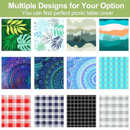 Picnic Table Cover with Bench Covers 6FT 3 Pcs Waterproof Windproof Aesthetic Camping Tablecloth with Drawstring Bag, Fitted for 6 Foot Rectangle Tables and Seats, 72 inch, Dark Blue Green - color: Dark Blue Green