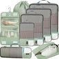BAGAIL 4 Set/6 Set/8 Set Compression Packing Cubes Travel Accessories Expandable Packing Organizers(HalfMesh, 8-MatchaGreen) - color: 8-Matcha Green, style: Half Mesh