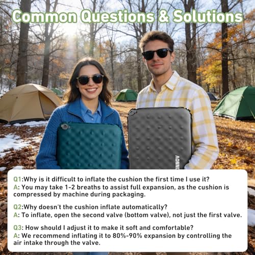 Inflatable Seat Cushion, Self Inflating Memory Foam Portable Stadium Seat Cushions for Bleachers Lightweight Camping Comfort Airplane Cushion for Long Flights Outdoor Events
