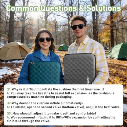 Inflatable Seat Cushion, Self Inflating Memory Foam Portable Stadium Seat Cushions for Bleachers Lightweight Camping Comfort Airplane Cushion for Long Flights Outdoor Events