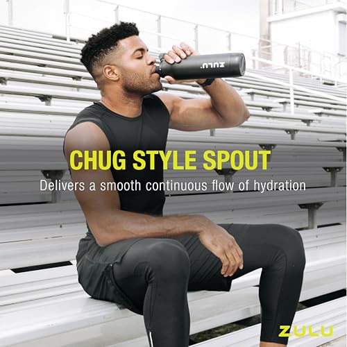 Zulu Ace 24oz Vacuum Insulated Stainless Steel Water Bottle with Chug Spout | Leak-Proof Locking Lid and Removable Base |Reusable Bottle for Cycling Sports Gym Travel Bicycle Bottle Cage | Yucca - color: Yucca
