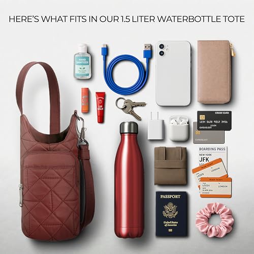 Travelon Anti-Theft Boho Insulated Water Bottle Tote - color: Paprika