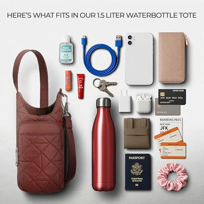 Travelon Anti-Theft Boho Insulated Water Bottle Tote - color: Paprika