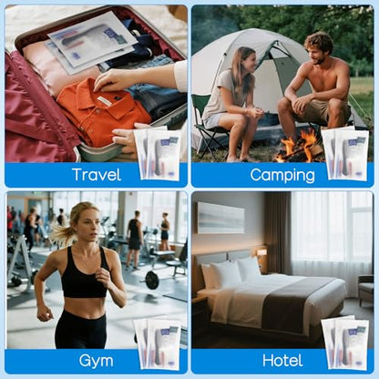 Toiletry Kits Travel Essentials Disposable Hygiene in Bulk, Trial Size Toiletries Supplies Individually Wrapped Traveling Personal Care Items, for Camping, Hotel, Homeless, Charity, 8-in-1 (20-Pack)