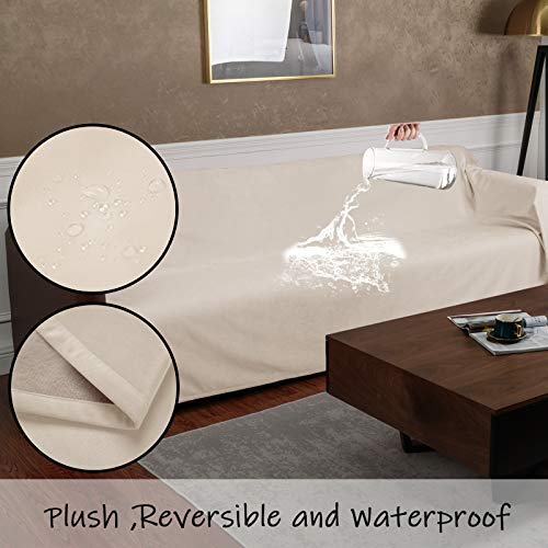 Ameritex Pet Bed Blanket Reversible 100% Waterproof Velvet Super Soft for Sofa and Bed (40x60 Inches, Cream+Beige) - color: Cream+beige, size: 40x60 Inches
