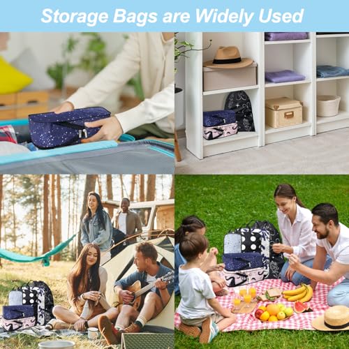 Boho Compression Packing Cubes Set (7 Piece) - Sun Moon Stars Travel Organizer Bags Travel Essential Bag for Clothes Shoes Cosmetics Toiletry - color: Black-11