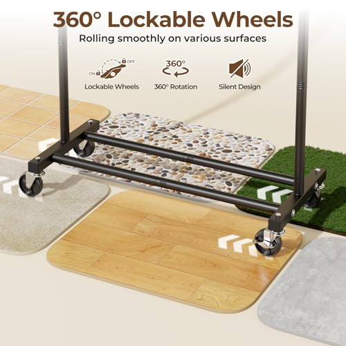 Clothes Rack for Hanging Clothes: Clothing Coat Garment Rolling Racks with Wheels Shelf Portable Closet Storage Organizer Wardrobe Strudy Metal Freestanding Laundry Room Bedroom Dress Shirt Jacket - color: Black, style: Single Rod
