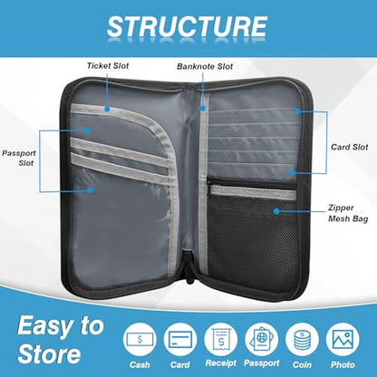 Travel Document Organizer&Passport Wallet - RFID Blocking, Lightweight & Waterproof Large Capacity Travel Passport Holder Women & Men for Travel Essentials