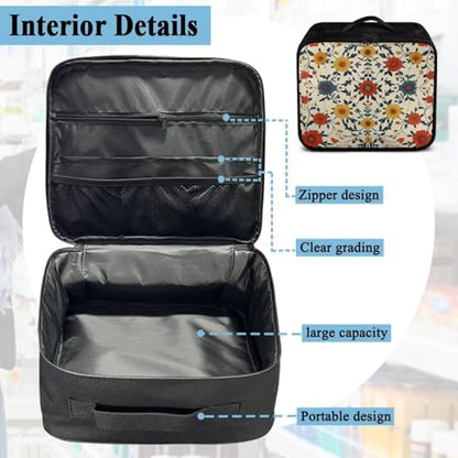 Empty First Aid Bag Flower Design Medical Bag Empty Large Capacity for Home Office and Travel Use Lightweight Washable Soft Fabric Organizational Pouch for Emergencies - color: Flower