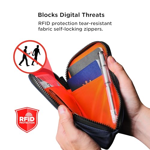 ALPAKA Zip Travel Wallet Blue Axoflux 210D - RFID Passport Holder - Self Locking Zipper - Tear Resistant Material - Four Pockets and Two Card Slots - HUB Accessories Compatible - color: Blue