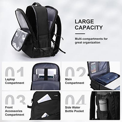 HOMIEE Travel Laptop Backpack for Men Women, Personal Item Carry On Bag, Dry Wet Separation, Weekender Business Hiking Camping College Bag, Mochila de Viaje, Black - color: Black, size: X-Large