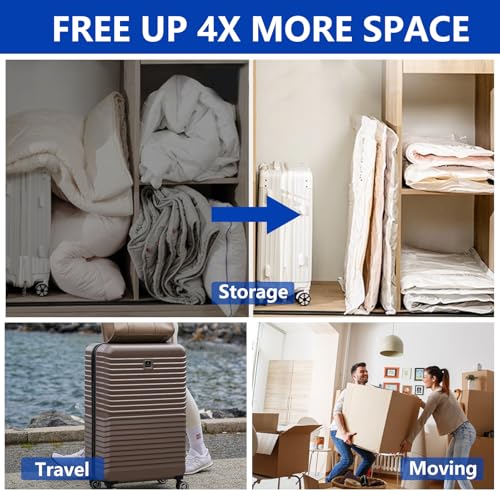 15 Pack Vacuum Storage Bags Space Saver Seal Bags for Luggage Clothes Air Tight Compression Bags for Home Storage & Travel - size: 15 pack with electric pump