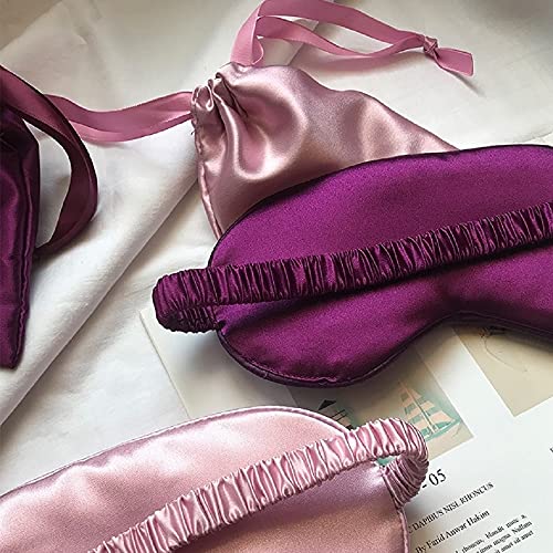 Silk Satin Sleeping Eye Mask, Dark Purple Sleep Eye Mask Night Blindfold for Women and Men, Soft Breathable Blackout Eyeshade Eye Cover for Travel, Wedding Bridesmaid Gift - color: Dark Purple