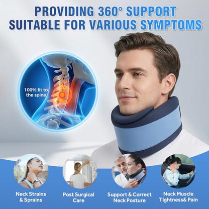 Ice Silk Neck Brace,Neck Brace Cervical Collar,Neck Support Brace for Sleeping Soft,Breathable Cervical Collar for Pain Relief/Posture Correction,Travel, Workers & Neck Injury Recovery for Women & Men