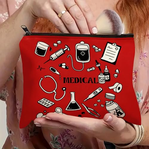 Medicine Storage Pouch with Diabetes, Medicines Bag, and Medical Supply Designs, White Canvas Zipper Cases, Multi-Use Functionality (Gift for Birthdays, Graduation, Christmas) (Style F) - style: Style F